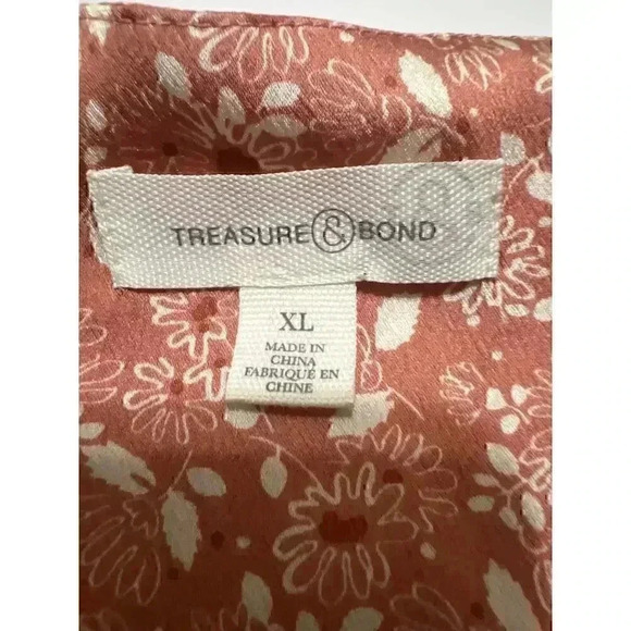 Treasure & Bond Floral Scoop Neck Cap Sleeve Satin Top NWT Size XL - Picture 7 of 9